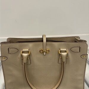 Salvatore Ferragamo Gold-Tone Beige Tote